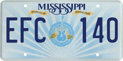 MS license plate EFC140