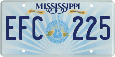 MS license plate EFC225
