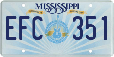 MS license plate EFC351