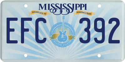 MS license plate EFC392