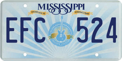 MS license plate EFC524