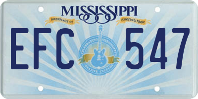 MS license plate EFC547