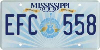 MS license plate EFC558