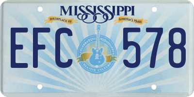 MS license plate EFC578