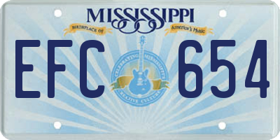 MS license plate EFC654