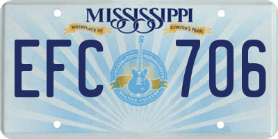 MS license plate EFC706