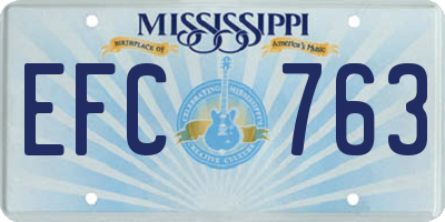 MS license plate EFC763