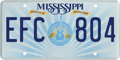 MS license plate EFC804