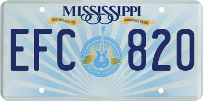MS license plate EFC820