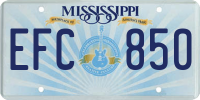 MS license plate EFC850