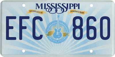 MS license plate EFC860
