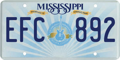 MS license plate EFC892