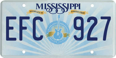 MS license plate EFC927