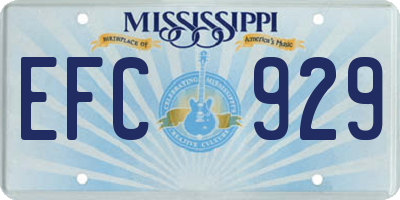 MS license plate EFC929