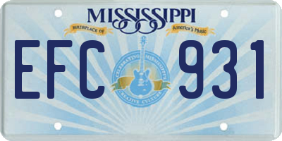 MS license plate EFC931