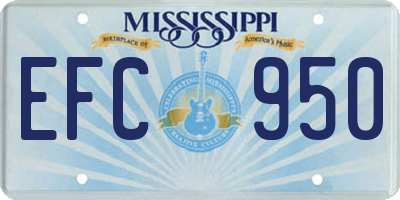 MS license plate EFC950