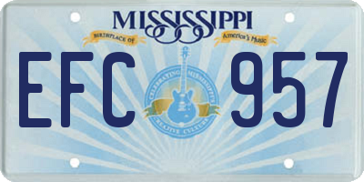MS license plate EFC957