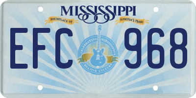 MS license plate EFC968