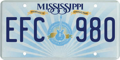 MS license plate EFC980