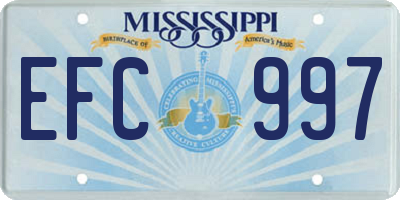MS license plate EFC997