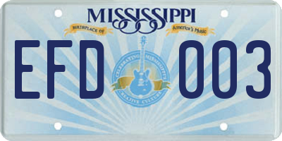 MS license plate EFD003