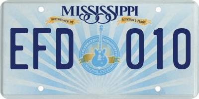 MS license plate EFD010