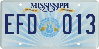MS license plate EFD013