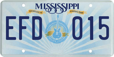 MS license plate EFD015