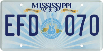 MS license plate EFD070