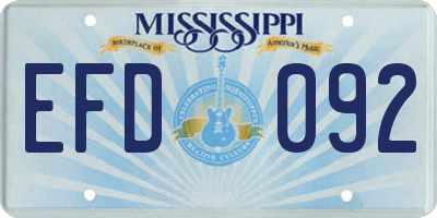 MS license plate EFD092