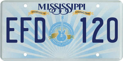 MS license plate EFD120