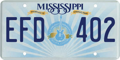 MS license plate EFD402