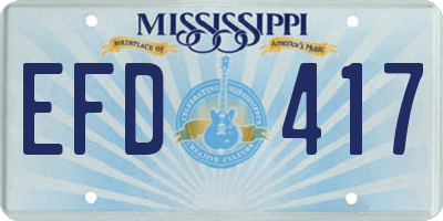 MS license plate EFD417