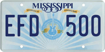MS license plate EFD500