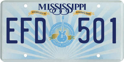 MS license plate EFD501