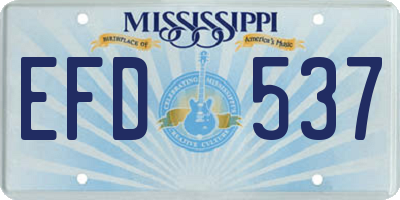 MS license plate EFD537