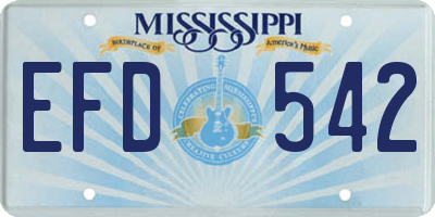 MS license plate EFD542