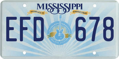 MS license plate EFD678