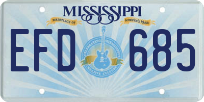MS license plate EFD685