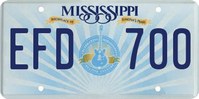 MS license plate EFD700