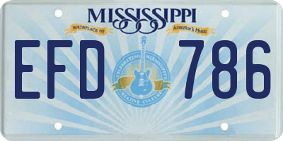 MS license plate EFD786