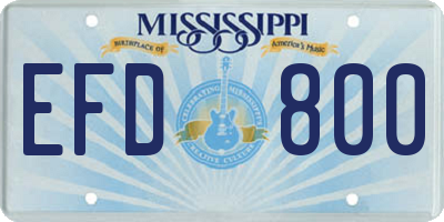 MS license plate EFD800