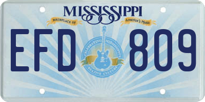 MS license plate EFD809