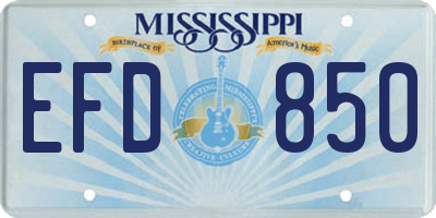 MS license plate EFD850