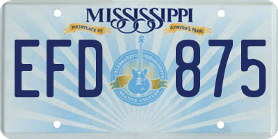 MS license plate EFD875