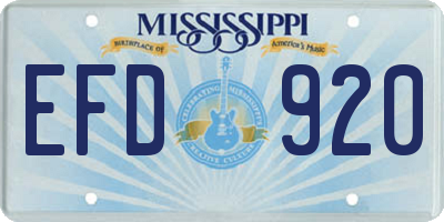 MS license plate EFD920