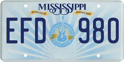 MS license plate EFD980