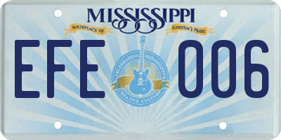 MS license plate EFE006
