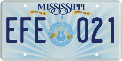 MS license plate EFE021