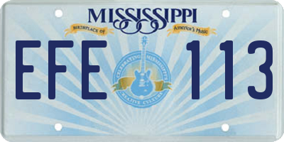 MS license plate EFE113